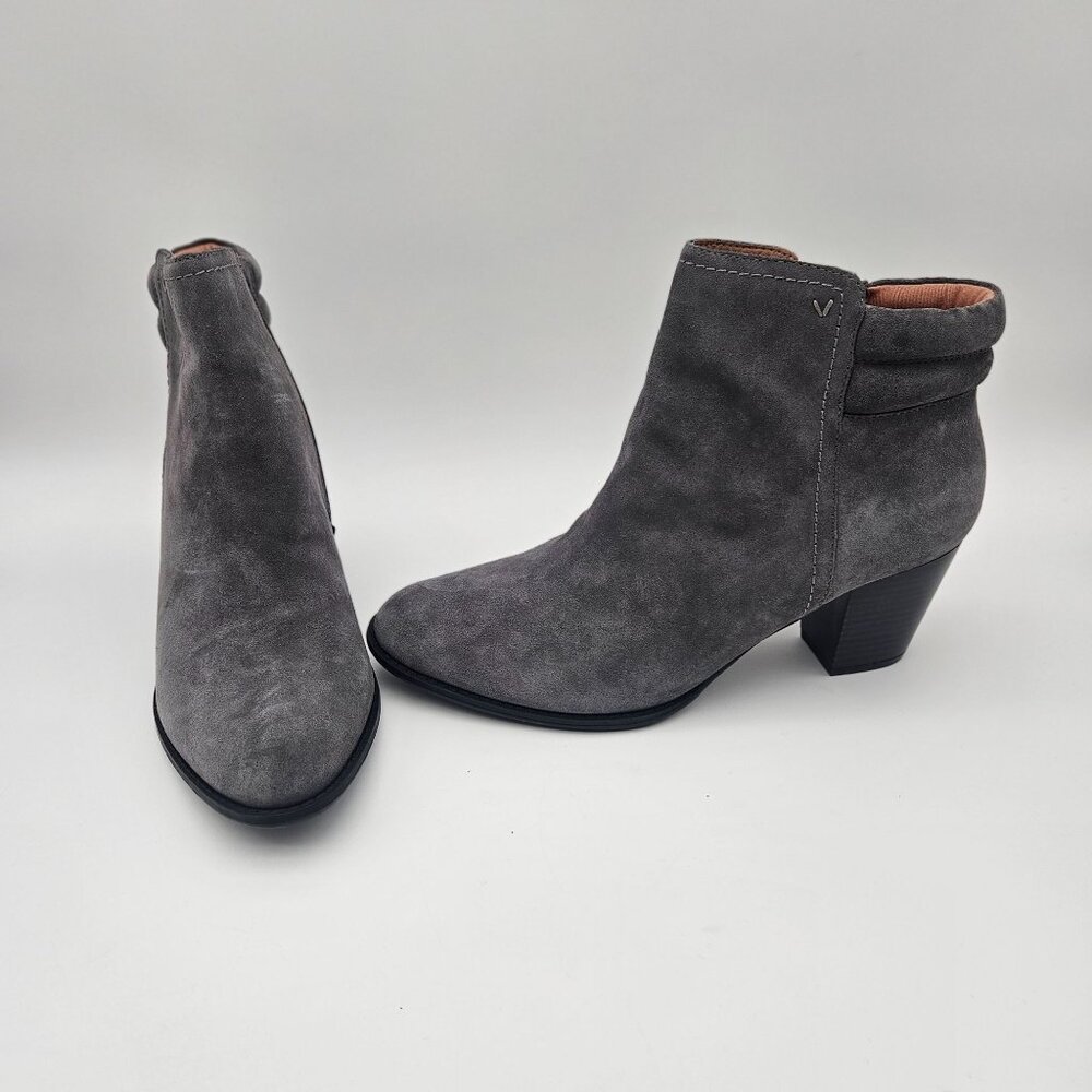 Vionic Jessie Gray Suede Ankle Boot Block Heel Wo… - image 1